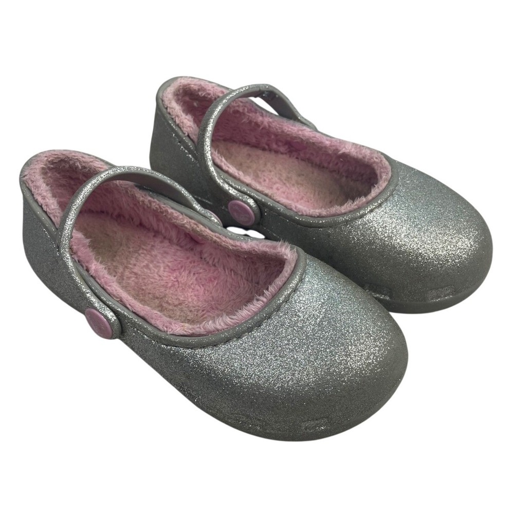 Crocs Sz 11 Toddler Girls Mary Jane Silver Synthetic Medium